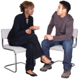 A social worker talking to a person